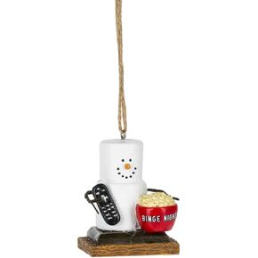 Ganz S'mores Binge TV Watching Ornament, Polyresin, 2.25 Inches Width, 2.63 Inches Height, Multicolor
