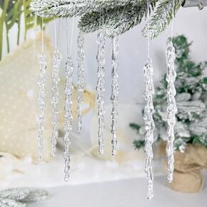 30pcs Icicle Ornaments Clear Plastic Icicle Christmas Ornaments Acrylic Clear icicles for Christmas Tree Decoration (13cm Icicle 1)