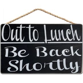 KDLY Out to Lunch Be Back Shortly, Dining Break Room,Food Kitchen,Office Work,Wood Sign,Business Sign 10x5 inch / 25x13 cm