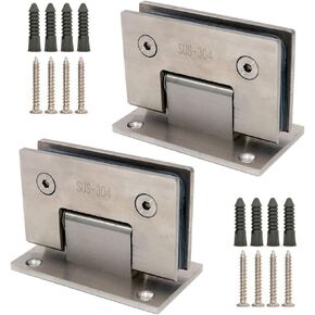 Set of 2 NUZAMAS Frameless Glass Door Hinges, Brackets to Wall, Shower Door Hinge Wall Mounted Suitable 8-12mm Glass Panel, 80-100cm Door, 90 Degree Close and Open