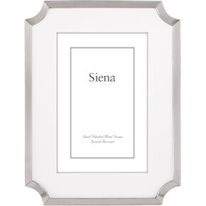Siena Cast Metal Scalloped With Mat Frame Silver Picture Frame, Tarnish Resistant Finish, Perfect Photo Frame for any End Table, Credenza, Shelf, or Nightstand, Silver, 4x6