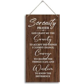 Serenity Prayer Wooden Decor Sign, God Grant Me The Serenity Wall Decor Sign, Hanging Printed Wooden Plaque Decor, Rustic Family Signs for Home Decor, Christian Gift 12x 6inch