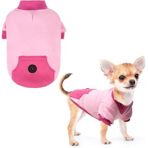 KOOLTAIL Small Dog Sweater with Pocket and Leash Hole, Dog Clothes for Small Medium Size Dogs Girl Boy, Soft Dog Sweatshirt Outfits, Puppy Cat Pet Fleece Hoodie to Easy Access Dog Poop Bags, Grey S