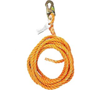 Frontline VLP25 Vertical Lifeline with Snap Hook 25' | 5/8'' Diameter Polysteel Twisted Rope | ANSI & OSHA Compliant | Roofing & Scaffolding
