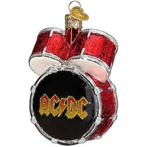 مجموعة طبول AC/DC لعيد الميلاد في العالم القديم، زخرفة زجاجية معلقة