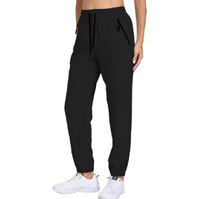 Women's Cargo Hiking Pants Lightweight Water-Resistant UPF 50+ Quick Dry Elastic Waist Joggers with Zipper Pockets