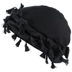 Upgraded Halo Turban for Men Women Satin Lined Durag Head Wrap PRE-Tied Tassels Braid Beanie Twist Sleeping Bonnet