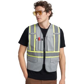 A-KSAFETY سترة أمان عالية الوضوح للرجال والنساء مع جيوب وسحاب