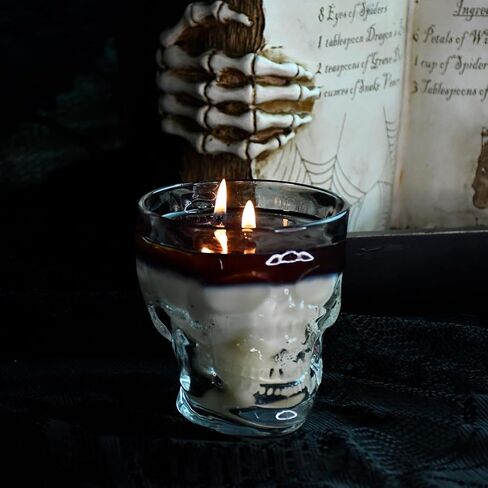 Spectre Gothic Skull Mug Scented Candle Set - Color Changing Red and Black Candles for Halloween Decor - Perfect Gifts for Men, Women, and Skull Lovers - Red and Black Skull Mug Candle, Two-Pack in Saudi Arabia