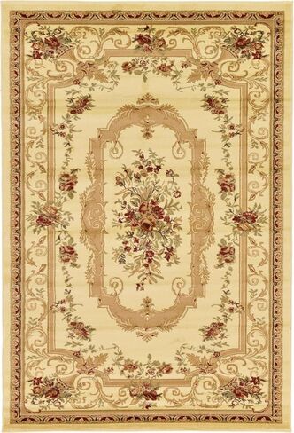 Unique Loom Versailles Collection Traditional Classic Floral Motif Area Rug (6' 0 x 9' 0 Rectangular, Ivory/ Tan) in Saudi Arabia