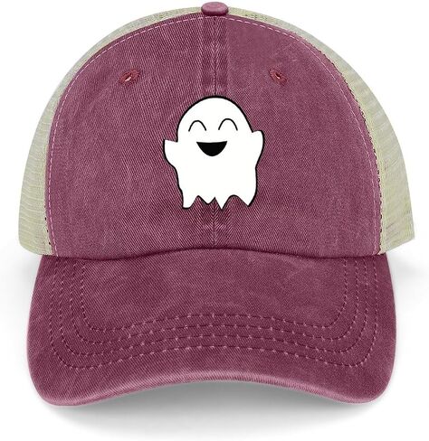 Ghost Hat Halloween Beach Trucker Hat for Women Men Adjustable Baseball Cap Halloween Accessories in Saudi Arabia