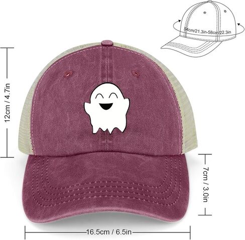 Ghost Hat Halloween Beach Trucker Hat for Women Men Adjustable Baseball Cap Halloween Accessories in Saudi Arabia