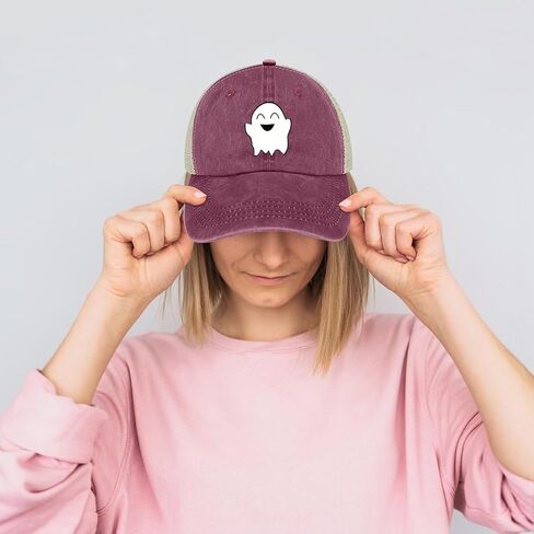 Ghost Hat Halloween Beach Trucker Hat for Women Men Adjustable Baseball Cap Halloween Accessories in Saudi Arabia