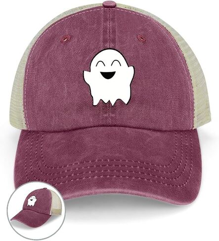 Ghost Hat Halloween Beach Trucker Hat for Women Men Adjustable Baseball Cap Halloween Accessories in Saudi Arabia