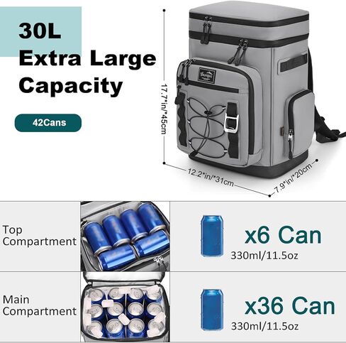 42Cans Cooler Backpack Insulated Leak Proof for Men & Women, Large Waterproof Backpack Cooler for Beach, Picnic, Outdoor, LeakProof, Multi-Functional, Green in Kuwait