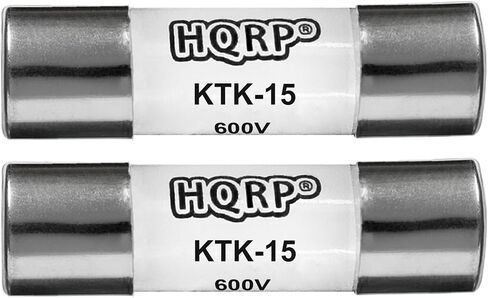 HQRP 5 عبوات KTK-15 قزم متعدد رقمي سريع المفعول فيوز 15 أمبير 600 فولت 100 كيلو أمبير بديل بالأشعة تحت الحمراء لـ Bussmann KTK15، Limitron KTK-15A، Littelfuse KLK15 متوافق مع Fluke P/N 892583، 3478712، Tektronix in Saudi Arabia