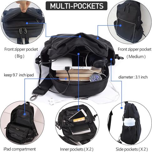 Sling Bag Crossbody Bag Sling Backpack for Men Women, Shoulder Bag Chest Crossbody Bag for Men Women, Lightweight Waterproof Sling Bag for Men Women USB Charging Port Travel Hiking in Saudi Arabia