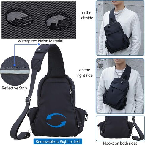 Sling Bag Crossbody Bag Sling Backpack for Men Women, Shoulder Bag Chest Crossbody Bag for Men Women, Lightweight Waterproof Sling Bag for Men Women USB Charging Port Travel Hiking in Saudi Arabia