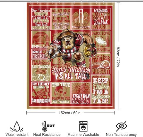 Dallas Shower Curtain, Football Team Shower Curtain Gifts for Men Women Youth Fans, Sports Curtain Set with 12 Hooks for Bathroom Decor 60 x 72 Inch in Saudi Arabia
