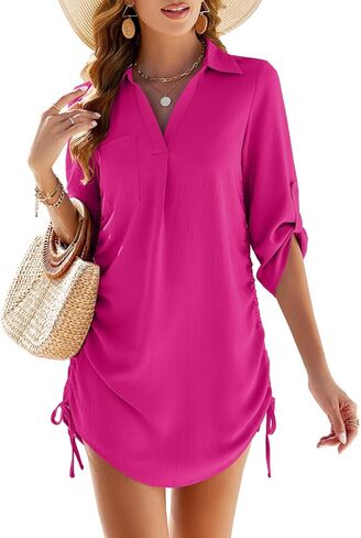 MIRALUNA Women's Swimsuit Cover Up Bikini Bathing Suit Swimwear Beach Coverups Shirt Dress in Kuwait