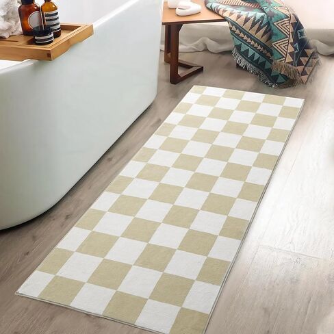 MABOZOO Bathroom Runner Rug 24x60 Inch,Extra Soft Absorbent Bath Mat with Non-Slip Backing,Machine Washable Rugs for Shower Floor, Bathroom,Tub(Khaki) in Saudi Arabia