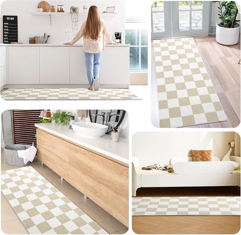 MABOZOO Bathroom Runner Rug 24x60 Inch,Extra Soft Absorbent Bath Mat with Non-Slip Backing,Machine Washable Rugs for Shower Floor, Bathroom,Tub(Khaki) in Saudi Arabia