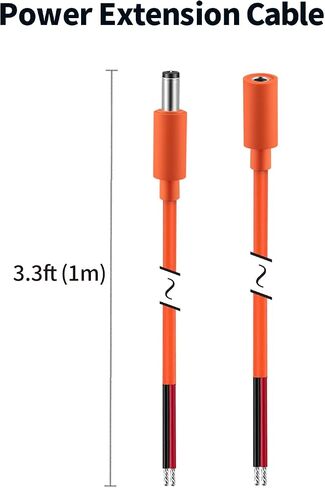 Tonton 2-Pack 16AWG DC Power Pigtails Cable 3.3FT, 5.5mm x 2.1mm Female Plug to Bare Wire Open End Repair Cord for CCTV DVR, LED Strip, Game Camera 12V Battery Pack E-Bike Chargers Solar Panel etc.(F) in Saudi Arabia