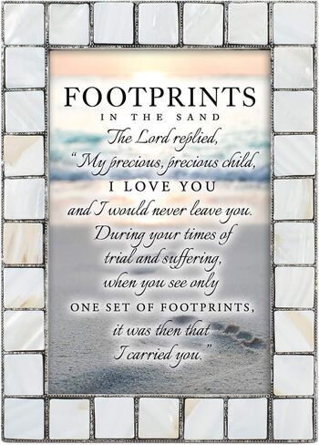Cottage Garden Footprints in The Sand Mother of Pearl Grey Brush 4 x 6 Table Top and Wall Photo Frame in Saudi Arabia