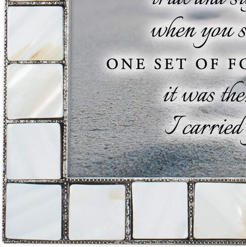 Cottage Garden Footprints in The Sand Mother of Pearl Grey Brush 4 x 6 Table Top and Wall Photo Frame in Saudi Arabia