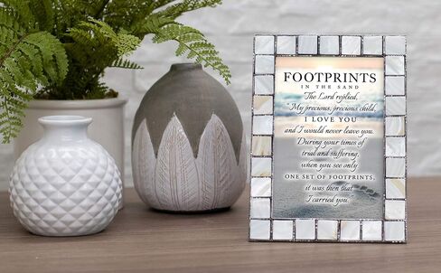 Cottage Garden Footprints in The Sand Mother of Pearl Grey Brush 4 x 6 Table Top and Wall Photo Frame in Saudi Arabia