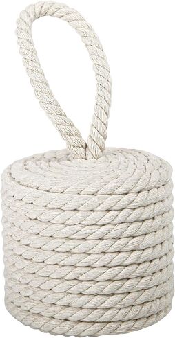 Rustic Jute Rope Door Stopper - Heavy-Duty 3.5lb Cylindrical Doorstop with Handle - Nautical Decor Weighted Floor Door Stop for Interior, Exterior, Barn Doors - Natural Fiber in Saudi Arabia