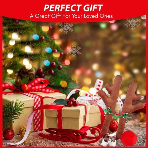 Zone Tech Car Reindeer Antlers & Nose for Christmas Car Decorations Kit with Reindeer Antler, 2-Pack Xmas Jingle Bells & Nose for Christmas Costume Accessory Set Great for Holidays in Saudi Arabia