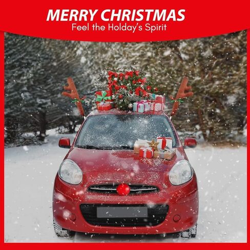 Zone Tech Car Reindeer Antlers & Nose for Christmas Car Decorations Kit with Reindeer Antler, 2-Pack Xmas Jingle Bells & Nose for Christmas Costume Accessory Set Great for Holidays in Saudi Arabia