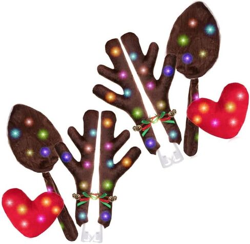 Zone Tech Car Reindeer Antlers & Nose for Christmas Car Decorations Kit with Reindeer Antler, 2-Pack Xmas Jingle Bells & Nose for Christmas Costume Accessory Set Great for Holidays in Saudi Arabia