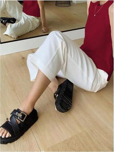 SweatyRocks Women's Hollow Out Sleeveless Knit Top Crewneck Split Sweater Vest in Saudi Arabia