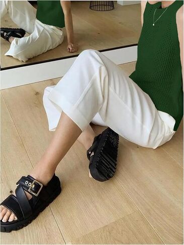 SweatyRocks Women's Hollow Out Sleeveless Knit Top Crewneck Split Sweater Vest in Saudi Arabia