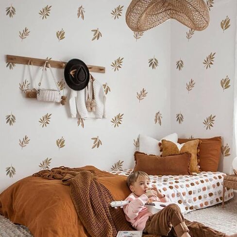 funlife Boho Leaf Wall Decals Peel and Stick, PVC Self Adhesive Brown Leaves Wall Art Stickers for Bedroom Living Room Kids Room in Saudi Arabia