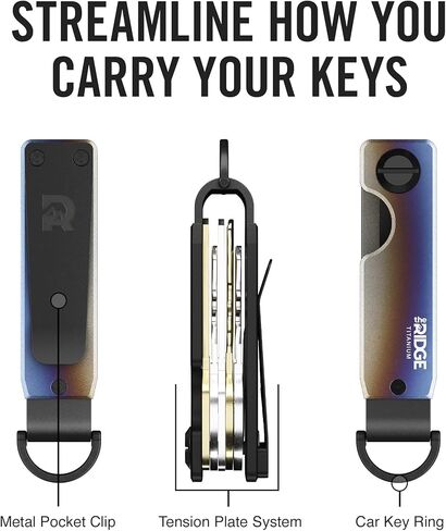 The Ridge Key Organizer - Compact Metallic Key Holder | Minimalist Innovative Keyholder | Smart Keychain Secures 2-6 Keys - Brass in Kuwait