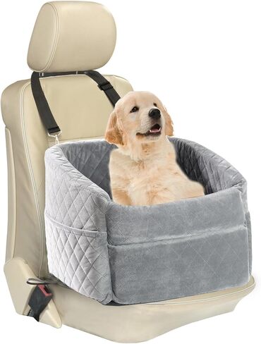 Dog Car Seat for Small Dogs,Updated Version Memory Foam Dog Car Booster Seat,puppy/Medium Dog Car Bed Washable and Removable Comes with Safety Leash and storage bag(Black/Grey) in Saudi Arabia