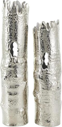 CosmoLiving by Cosmopolitan Aluminum Metal Decorative Vase Tree Trunk Inspired Centerpiece Vases, Set of 2 Flower Vases for Home Decoration 18", 15"H, Gold in Kuwait