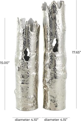 CosmoLiving by Cosmopolitan Aluminum Metal Decorative Vase Tree Trunk Inspired Centerpiece Vases, Set of 2 Flower Vases for Home Decoration 18", 15"H, Gold in Kuwait