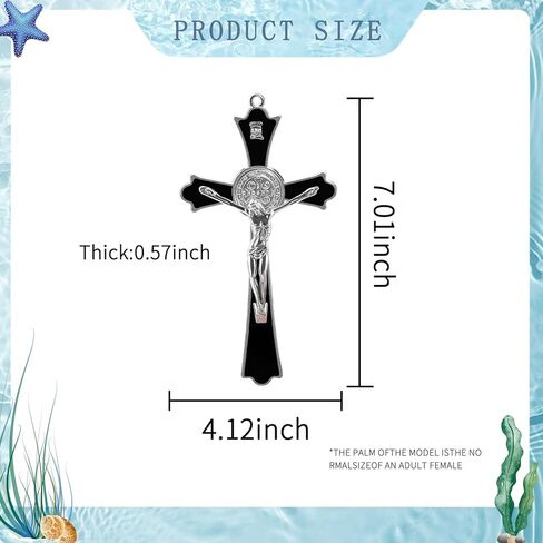 YionZian 7 بوصة مينا معدنية كبيرة سانت بنديكت صليب جدار صليب كروز ديل بيردون كاتوليكا يتوهج في الظلام صليب يسوع لفن الحائط المنزلي يعطي نعمة روحية مقدسة in Kuwait