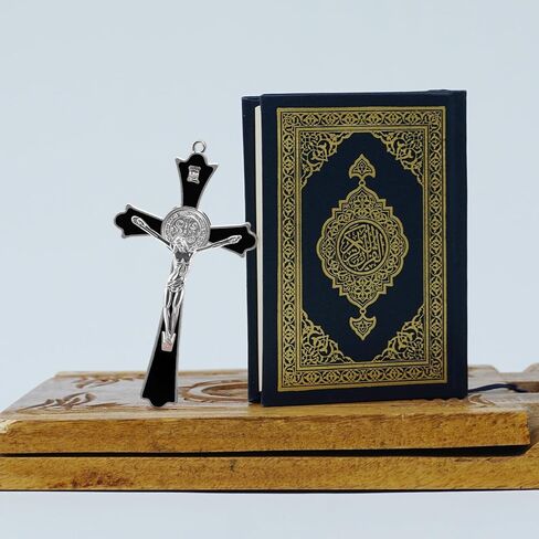 YionZian 7 بوصة مينا معدنية كبيرة سانت بنديكت صليب جدار صليب كروز ديل بيردون كاتوليكا يتوهج في الظلام صليب يسوع لفن الحائط المنزلي يعطي نعمة روحية مقدسة in Kuwait