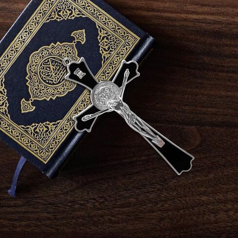 YionZian 7 بوصة مينا معدنية كبيرة سانت بنديكت صليب جدار صليب كروز ديل بيردون كاتوليكا يتوهج في الظلام صليب يسوع لفن الحائط المنزلي يعطي نعمة روحية مقدسة in Kuwait