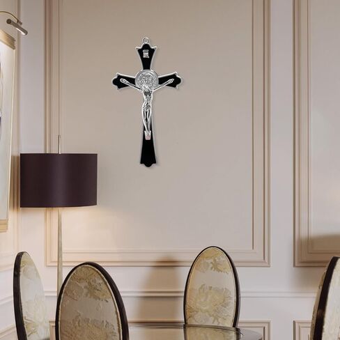 YionZian 7 بوصة مينا معدنية كبيرة سانت بنديكت صليب جدار صليب كروز ديل بيردون كاتوليكا يتوهج في الظلام صليب يسوع لفن الحائط المنزلي يعطي نعمة روحية مقدسة in Kuwait