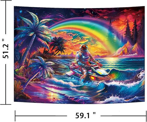 Ameyahud Trippy رائد الفضاء نسيج موجة المحيط نسيج الهبي شجرة النخيل نسيج الخيال المناظر الطبيعية نسيج سحابة ملونة الجدار شنقا ديكور للمنزل in Saudi Arabia