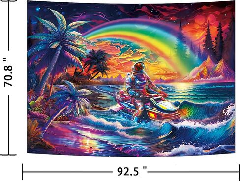 Ameyahud Trippy رائد الفضاء نسيج موجة المحيط نسيج الهبي شجرة النخيل نسيج الخيال المناظر الطبيعية نسيج سحابة ملونة الجدار شنقا ديكور للمنزل in Saudi Arabia