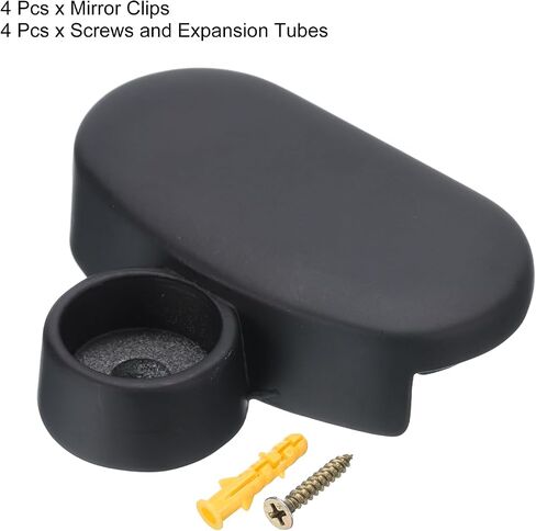 uxcell Mirror Clips, 10Pcs - Zinc Alloy Oval Mirror Holder Clips, Mirror Holders for Wall Mounting, Bathroom Glass Clips for 3-5mm Thick Mirror (Black) in Saudi Arabia