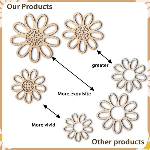 COLOR VALLEY ART 3 Pieces Boho Daisy Wall Decor Natural Rattan Flower Wall Hanging Art Wooden Boho Nursery Flowers Wall Decor for Living Room Home Nursery in Saudi Arabia