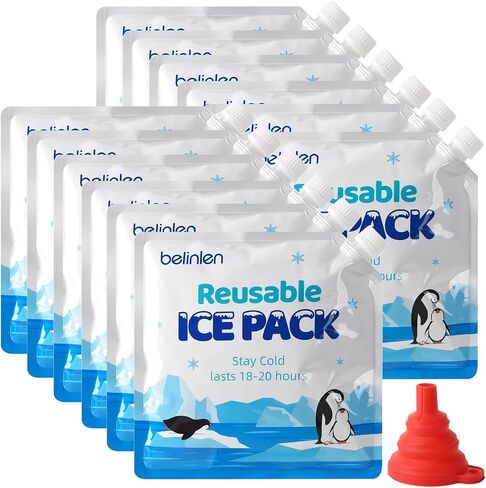 12 Pack 7 x 7 Inch Reusable Long Lasting Ice Packs for Cooler Ice Packs for Lunch Box, Lunch Bags for Beach, Fishing, Camping(7.87mil) in Saudi Arabia
